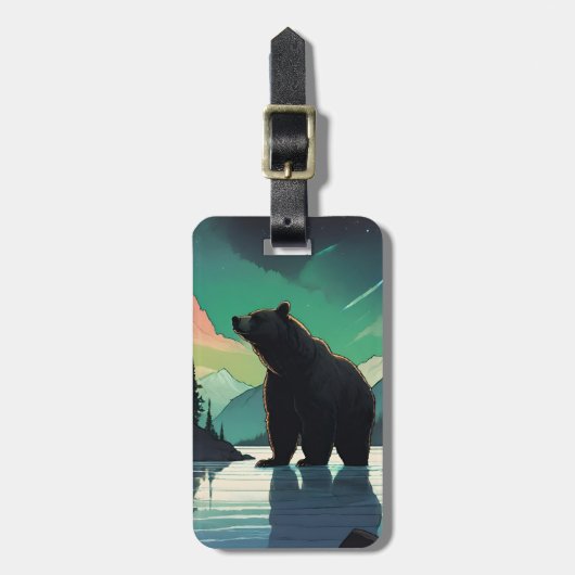 Juneau Alaska grizzly beer aurora noorderlicht Bagagelabel (Voorkant verticaal)