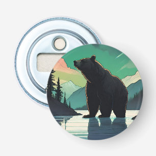 Juneau Alaska grizzly beer aurora noorderlicht Button Flesopener