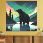 Juneau Alaska grizzly beer aurora noorderlicht Canvas Afdruk (Insitu (Woonkamer))