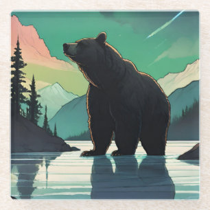 Juneau Alaska grizzly beer aurora noorderlicht Glazen Onderzetter