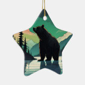Juneau Alaska grizzly beer aurora noorderlicht Keramisch Ornament (Rechts)