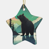 Juneau Alaska grizzly beer aurora noorderlicht Keramisch Ornament (Links)