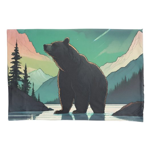 Juneau Alaska grizzly beer aurora noorderlicht Kussensloop (Voorkant)