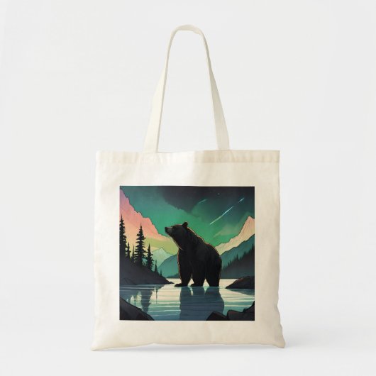 Juneau Alaska grizzly beer aurora noorderlicht Tote Bag (Voorkant)