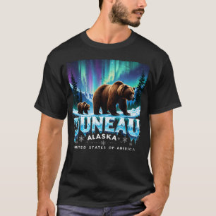 Juneau Alaska Grizzlybeer Noorderlicht Zomer T-shirt