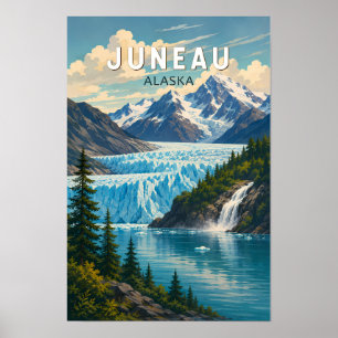 Juneau Alaska Illustratie Reis Kunst Vintage Poster