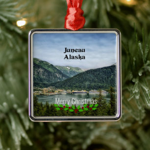 Juneau, Alaska-Prettig kerstfeest Metalen Ornament