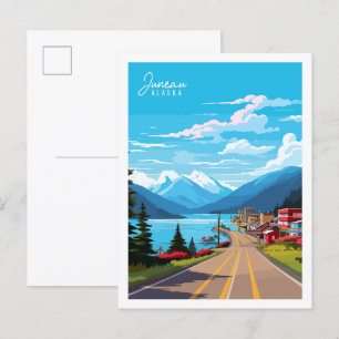 Juneau Alaska USA vintage reisillustratie Briefkaart