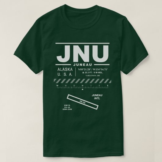 Juneau International Airport JNU T-Shirt (Design devant)