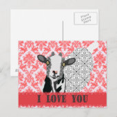 Junebug Love Damask Briefkaart (Voorkant / Achterkant)