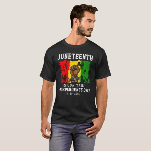 Junenth is onze echte onafhankelijkheidsdag Black  T-shirt (Voorkant volledig)