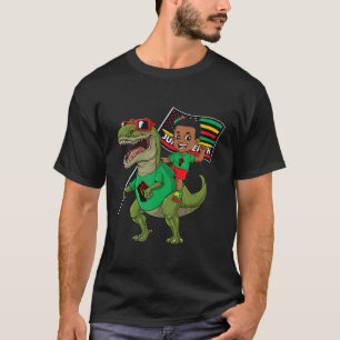 Junenth Zwarte Koning Ridder T Rex Dino Vlag T-shirt
