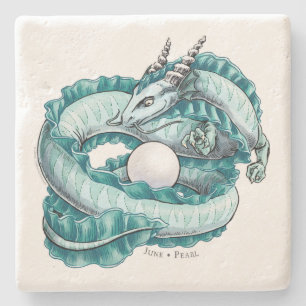 June's Birthstone Dragon: Pearl Stenen Onderzetter
