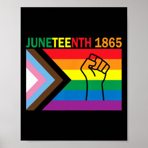 Juneteenth 1865 Fist Regenboog Vlag Gay Pride Maan Poster
