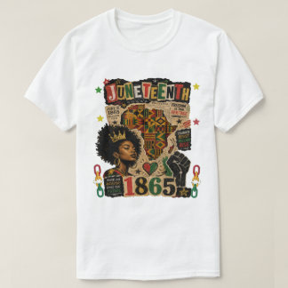 Juneteenth 1865 Zwarte Afro Koningin Afrikaanse ke T-shirt