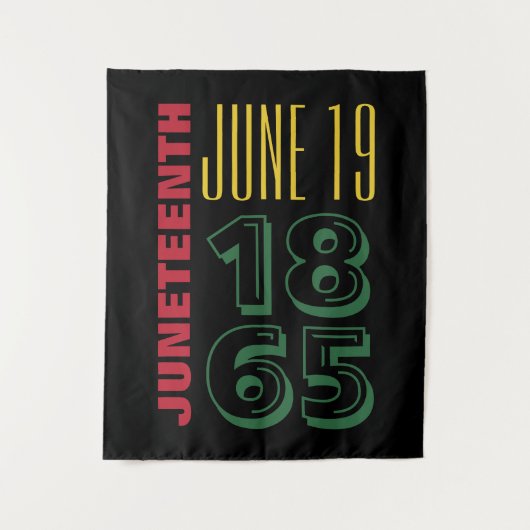 Juneteenth 19 juni 1865 Typografie Zwartengeschied Wandkleed (Voorkant)