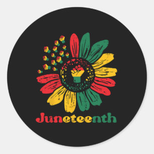 Juneteenth African Sunflower Fists Girls Kinder To Ronde Sticker