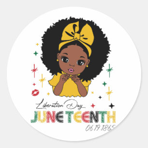 Juneteenth Afro Girl Black Woman Ronde Sticker