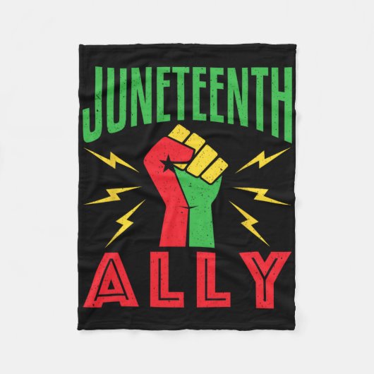Juneteenth Ally 19 juni Steun Protest Pride Fist Fleece Deken (Voorkant)