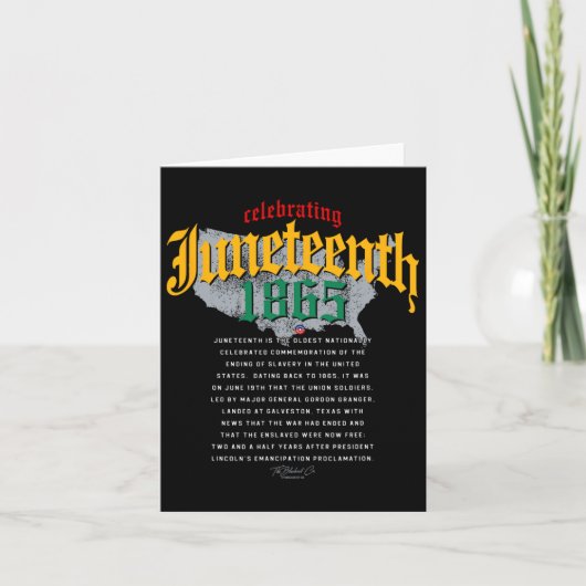 Juneteenth Ancêtres 1865 Carte Afro-Américaine Bla (Devant)
