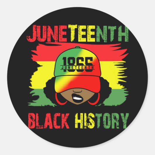 Juneteenth Black history Afro Girl Ronde Sticker (Voorkant)