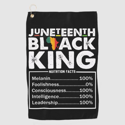 Juneteenth Black King Voedingsfeiten Melanine Golfhanddoek (Voorkant)
