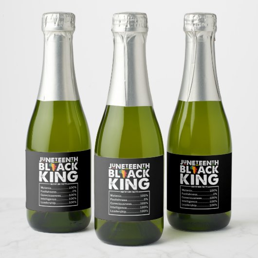 Juneteenth Black King Voedingsfeiten Melanine Sparkling Wijnetiket (Flessen)