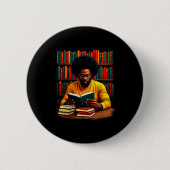 Juneteenth Black Man Reading Books Ronde Button 5,7 Cm (Voorkant)