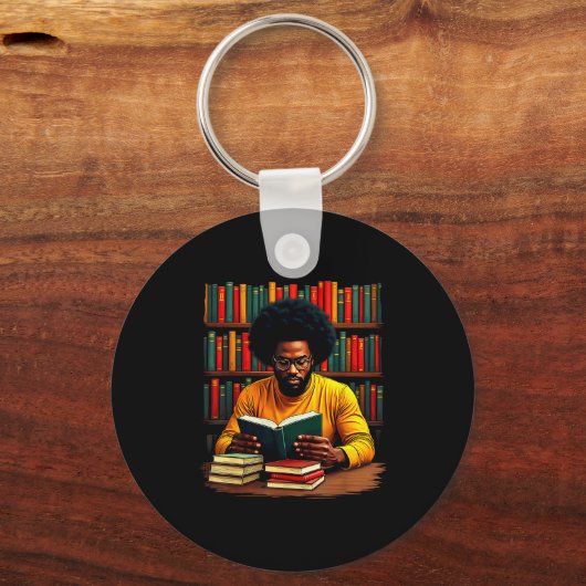 Juneteenth Black Man Reading Books Sleutelhanger (Voorkant)