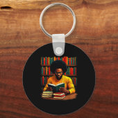 Juneteenth Black Man Reading Books Sleutelhanger (Voorkant)