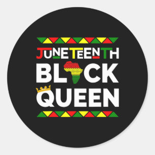 Juneteenth Black Queen Freedom Day 19 juni 1865 Ronde Sticker