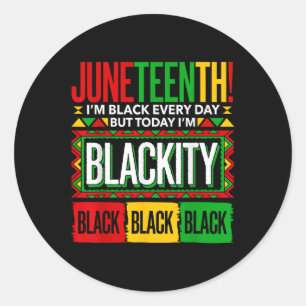 Juneteenth Blackity Zwarte Geschiedenis Afrikaanse Ronde Sticker
