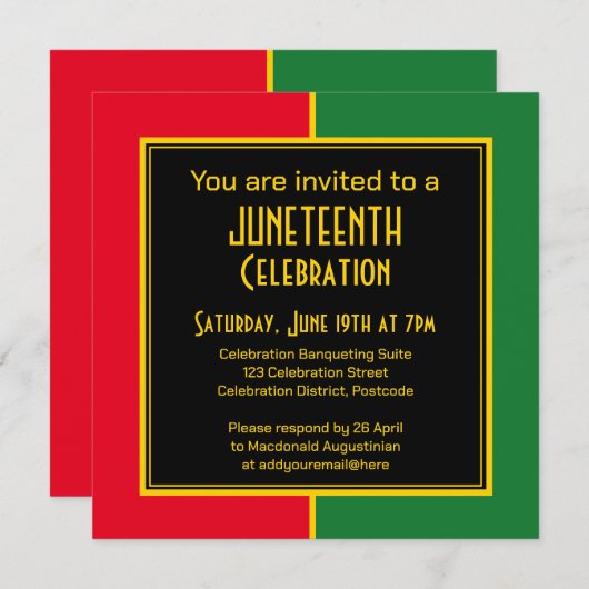 JUNETEENTH Celebration Invitation (Devant / Derrière)