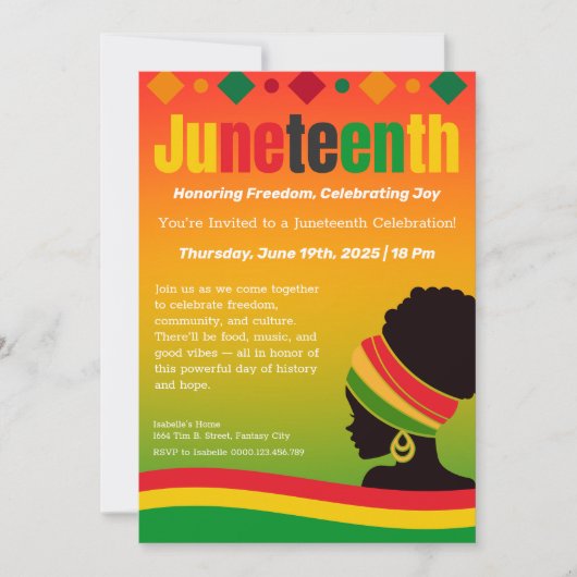 Juneteenth Celebration Invitation – Vrijheid en vr Kaart (Voorkant)