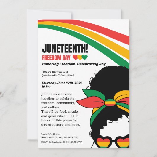 Juneteenth Celebration Invitation – Vrijheid en vr Kaart (Voorkant)