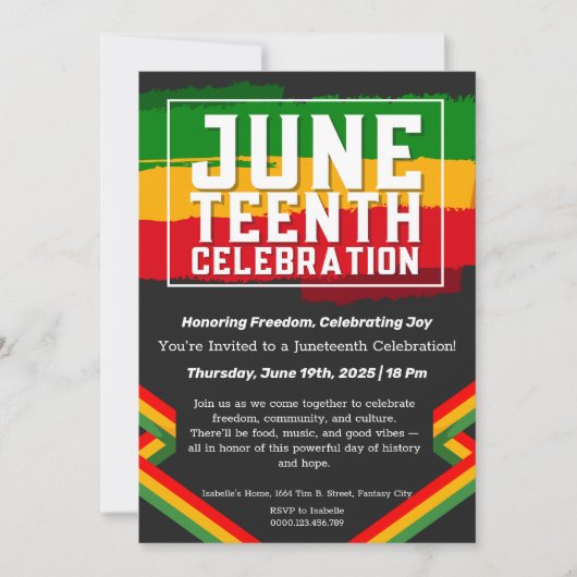Juneteenth Celebration Invitation – Vrijheid en vr Kaart (Voorkant)