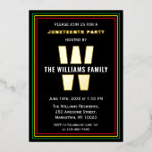 Juneteenth Celebration Party name Monogram Folie Uitnodiging (Voorkant)