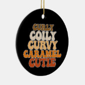 Juneteenth Curly Coily Curvy Caramel Cutie Keramisch Ornament (Rechts)