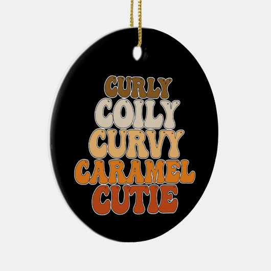 Juneteenth Curly Coily Curvy Caramel Cutie Keramisch Ornament (Rechts)