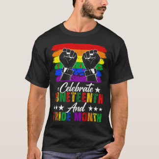 Juneteenth en Pride Month vieren Vuist Afrikaans T-shirt