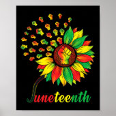 Juneteenth Fist Sunflower Black African Ameri Poster (Voorkant)