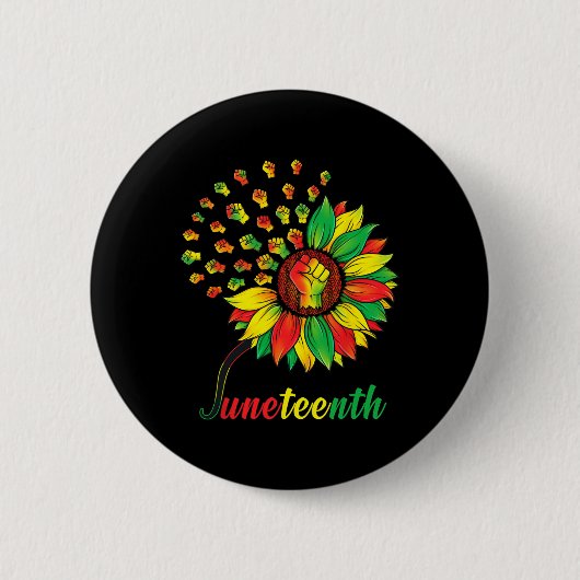 Juneteenth Fist Sunflower Black African Ameri Ronde Button 5,7 Cm (Voorkant)