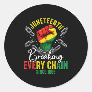 Juneteenth Freedom Breaking Chains sinds 1865 zwar Ronde Sticker