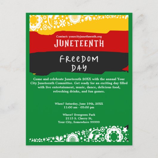 Juneteenth Freedom Day Stadsviering Fancy vlag Flyer (Voorkant)