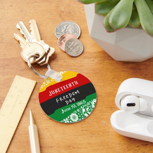 Juneteenth Freedom Day Stadsviering Fancy vlag Sleutelhanger (Bureau)