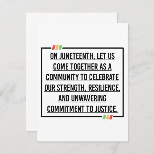 Juneteenth, Freedom of African American. Save The Date (Voorkant / Achterkant)