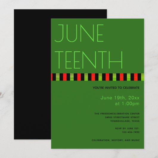 Juneteenth Green Black Red Freedom Verticaal Kaart (Voorkant / Achterkant)