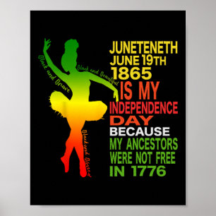 Juneteenth Independence Danser Zwart Meisje Baller Poster