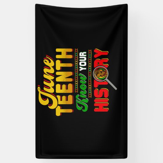 Juneteenth Know Your History Black Pride 1865 Spandoek (Verticaal)