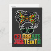 Juneteenth Messy Bun Celebrating Black Freedom Uitnodiging Briefkaart (Voorkant / Achterkant)